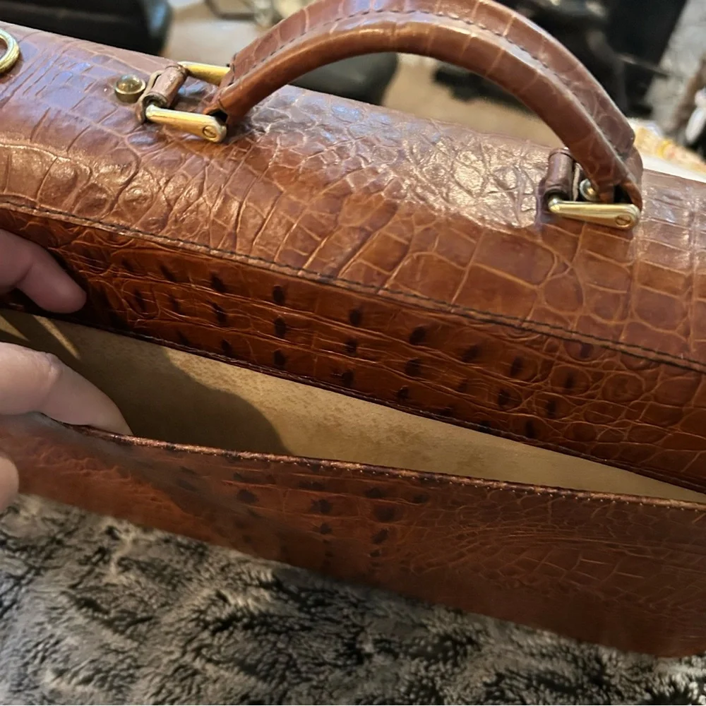 Gorgeous Brown Crocodile Embossed Leather Men's briefcase Bag executive VIP